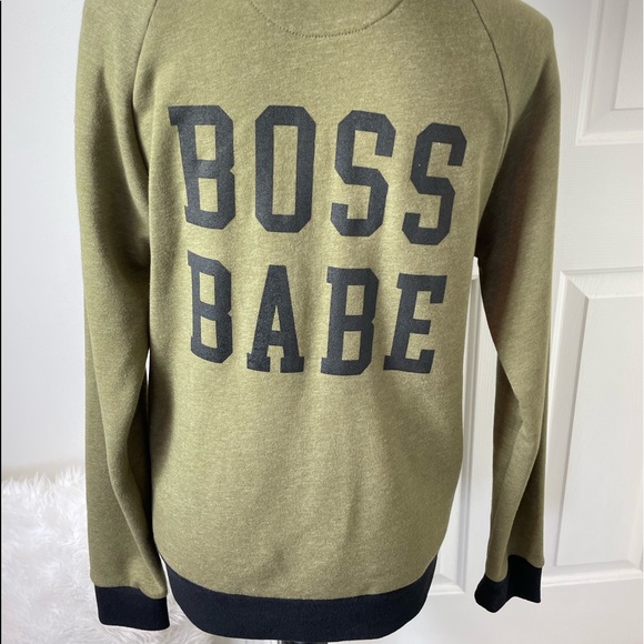 Vici Boss Babe Green Long Sleeve Crewneck Full Zip Jacket Size Small - Picture 9 of 11